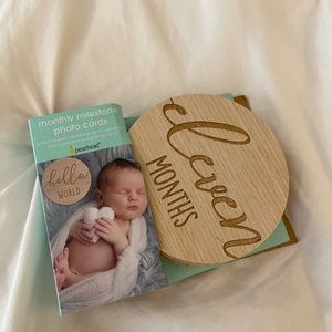 Wooden milestone discs for monthly photos